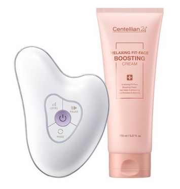 Centellian24 Madeca Prime Ritual White Pearl High-Frequency Galvanic Gua Sha Massager + Relaxing Fit-Face Boosting Cream 150ml